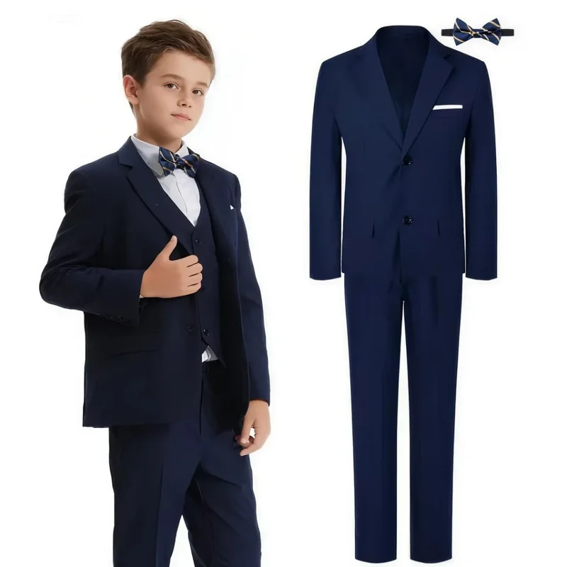 AliExpress - Anzug für Kinder Jungen Hochzeit Formelles Outfit Set Kinder Gentleman Ringträger Kleidung Führen Smoking Weste + Hose + Blazer 3PCS