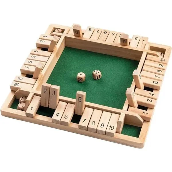 Träbrädspel, 4 spelare Stäng lådan-spel Tärningsspel Trä Mattematik Traditionellt pubbrädspel Tärningsspel Resa 4 spelare Stort familjebrädspel