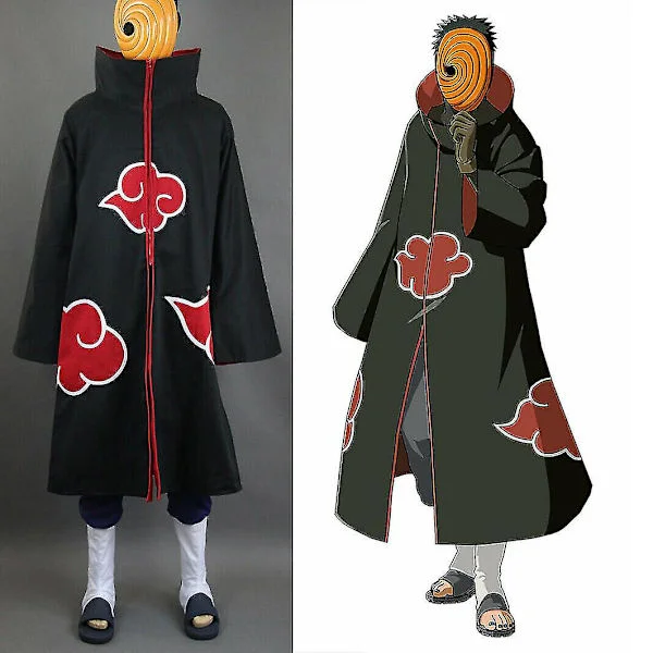 Naruto Akatsuki Tobi Uchiha Obito Robe Cloak Coat + Resin Mask Cosplay Costume -a