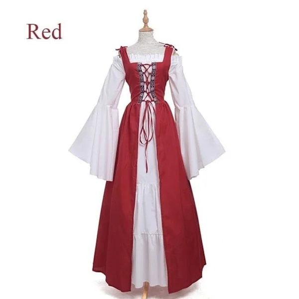 Keskiaikainen Punk Mekko Cosplay Halloween Asut Naisille Palatsi Karnevaali Juhla Puku Prinsessa Naisellinen Viktoriaaninen Vestido Robe Punainen