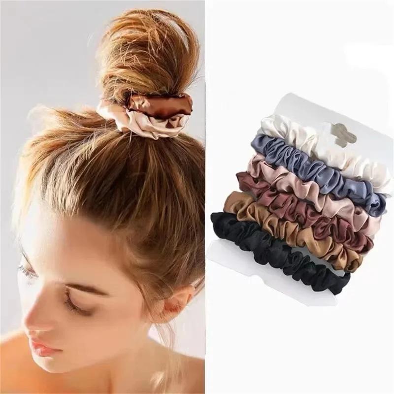 AliExpress - 6 stuks satijnen haarscrunchies voor dames - zachter dan zijden scrunchies voor haar | Satijnen scrunchies voor meisjes |