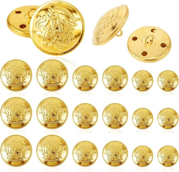 18 stk. guld 1,8 cm 2 cm 2,5 cm, knapper til blazer, knapsæt, metal messingknapper, vintage frakke knapper til blazere, jakkesæt, frakke, jakke, 