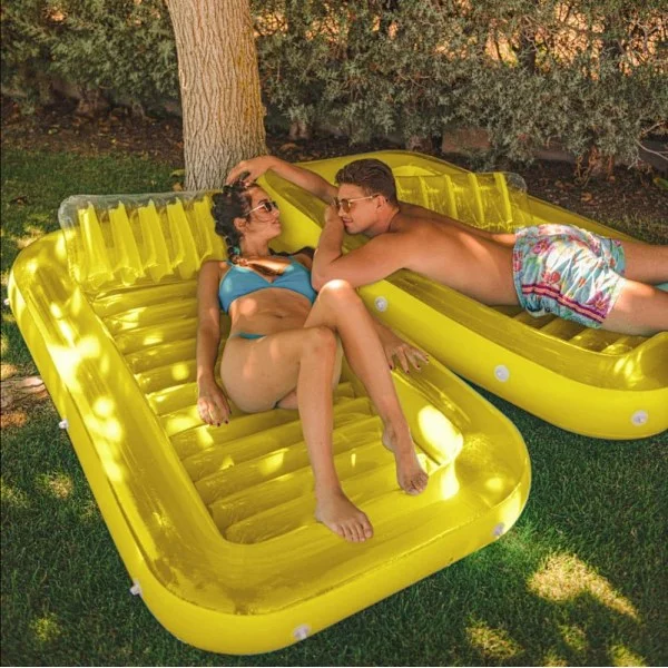 YATOUT Joy Large Inflatable Floating Lounger for Pool, Sunbed, Inflatable Sun Mattress, Outdoor, Garden, Backyard with Manual Air Pump