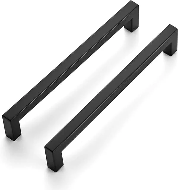 10-pack 7-1/2 tum kök fyrkantiga skåphandtag matt svart skåp-FX-