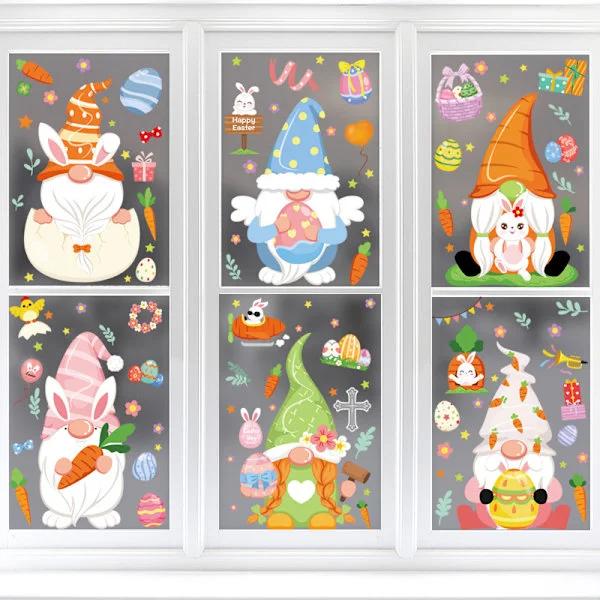 Easter Bunny Sticker Pack - 9 Cute Cartoon Wall Decals Model 2