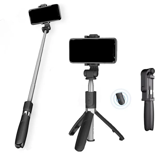 3-i-1 Selfie Stick med Bluetooth Fjernbetjening - Selfie Stick Stativ - Universal Selfie Stick