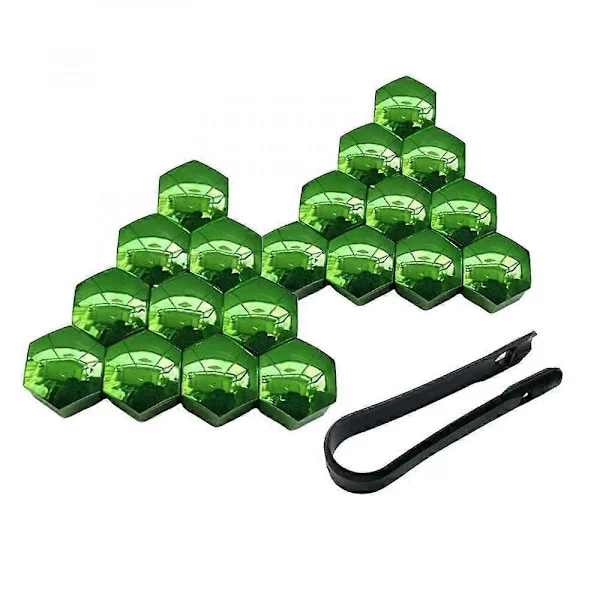 20 stk. hjulmøtrikhætter til bil, rustbeskyttelse, sølv, 17 mm Grøn 19mm Green 19mm-FY-