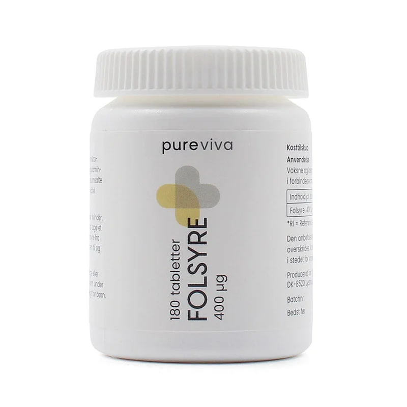 Pureviva Folsyre 400 μg 180 tabl., Helse & Madvarer, Vitaminer, Folsyre