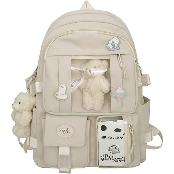 Waterproof Backpack for Girls - Girl's Backpack with Pin & Accessories - Boy's Backpack - Women's Backpack