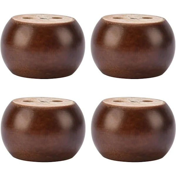 Set med 4 st 5 cm massiva svarvade träben för soffa, skåp, sängbord (YH)