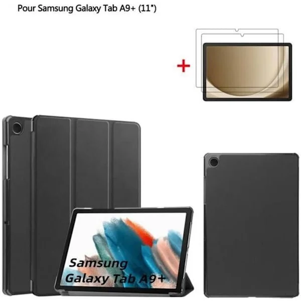 Tablet - Samsung - Galaxy Tab A9 Plus - PU Læder Cover - Beskyttelsesfilm - 11 tommer