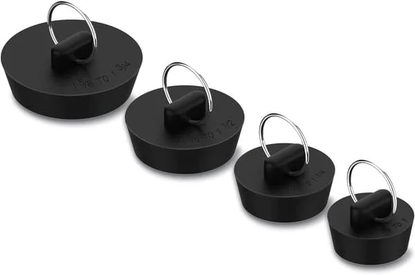 Badkarsproppar, 4-pack Gummiproppar för diskho Badkarspropp Kök Badrum Tvättstuga Bar Vattenpropp Tätning med Hängande Ring för Duschkran