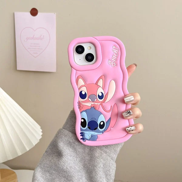 [KK]Stitch silikondeksel - Kompatibel med iPhone Mørk rosa Kompatibel med iPhone 13 Pro