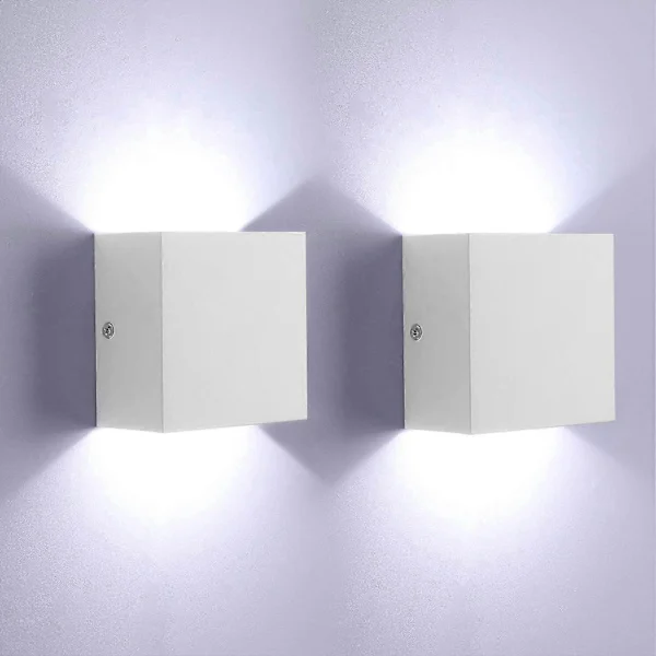 2 LED-vägglampor, upp- och nedåtriktade inomhusvägglampor, moderna vägglampor, svarta, 7W aluminium