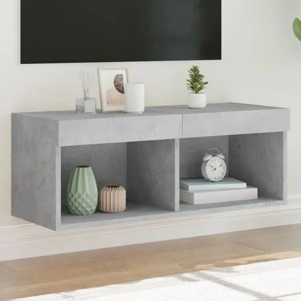 vidaXL TV-bänk med LED-lampor, väggmonterat TV-skåp med förvaring, hängande TV-enhet för vardagsrum, 837147