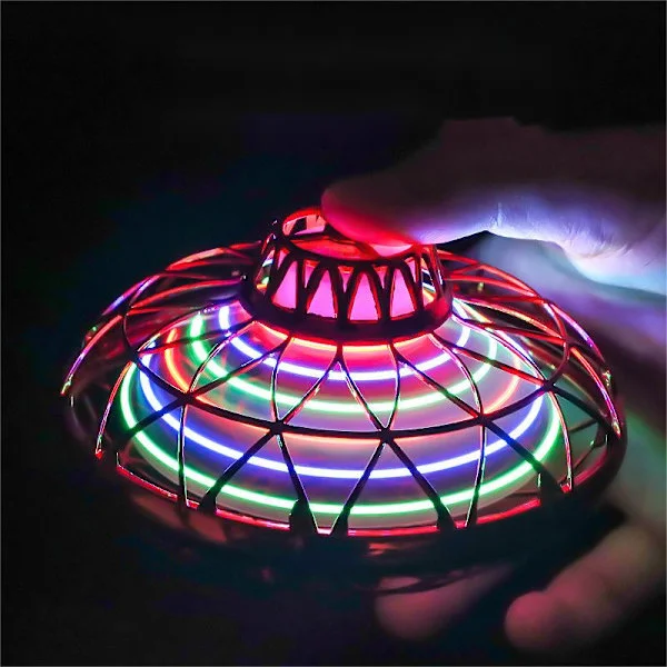 Flygande Spin Mini Drönare för Barn, Magisk LED-Ljus Flygande Fidget Spinner, Manuellt Manövrerad UFO-Drönare, Utomhus Inomhus (röd)