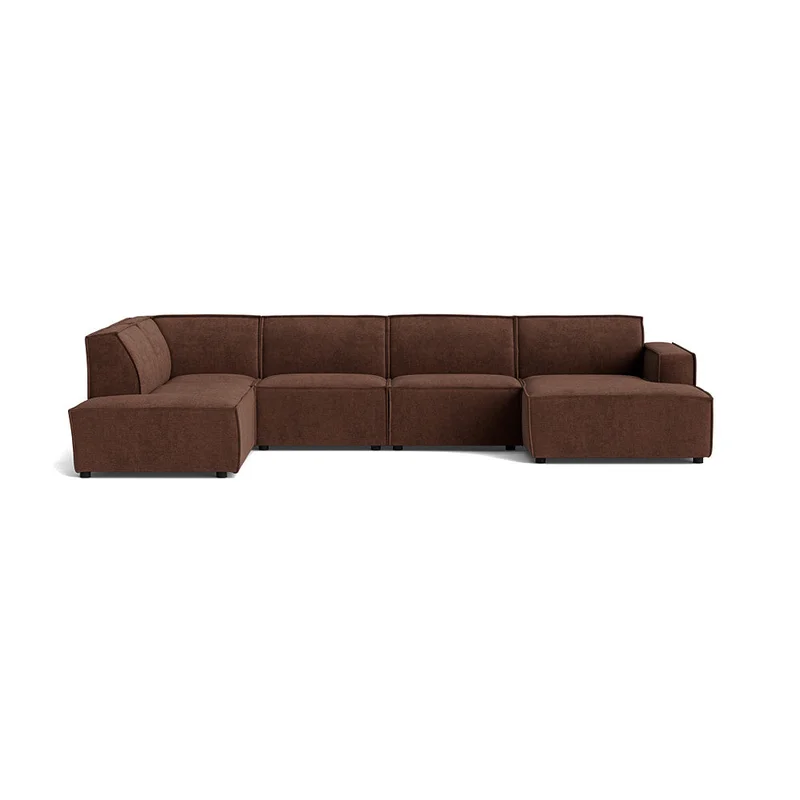 Stor Capri Brun U-sofa, højrevendt - 368x218x80cm - Elegant Sofa med god komfort - Lyon U-formet sofa - Perfekt til Familie og Venner