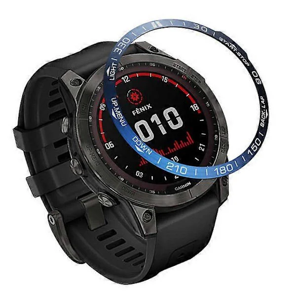 Passar Garmin Fenix 7X klocka infattningsring rostfritt stål klockramskydd reptålig infattningsring för Garmin 7x/7/7s (FMY) Blå vit