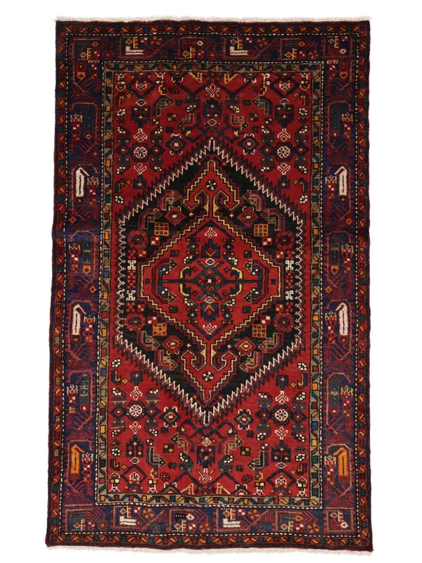 Oriental Zanjan Rug 124X203 Black/Dark Red Wool