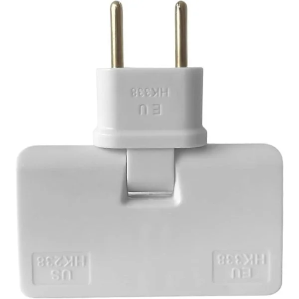 Platt grenuttag med 3 uttag, grenuttag med flera uttag, 180° vridbart huvud, reseadapter, placera bakom soffan, hyllan, möbler (vit)