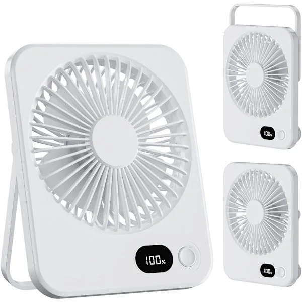 Bærbar USB bordventilator, stærk luftstrøm, 35 dB ultra-stille, 5 hastigheder bordventilator, tilt-foldbar, mini bordventilator til hjemmekontor bord 