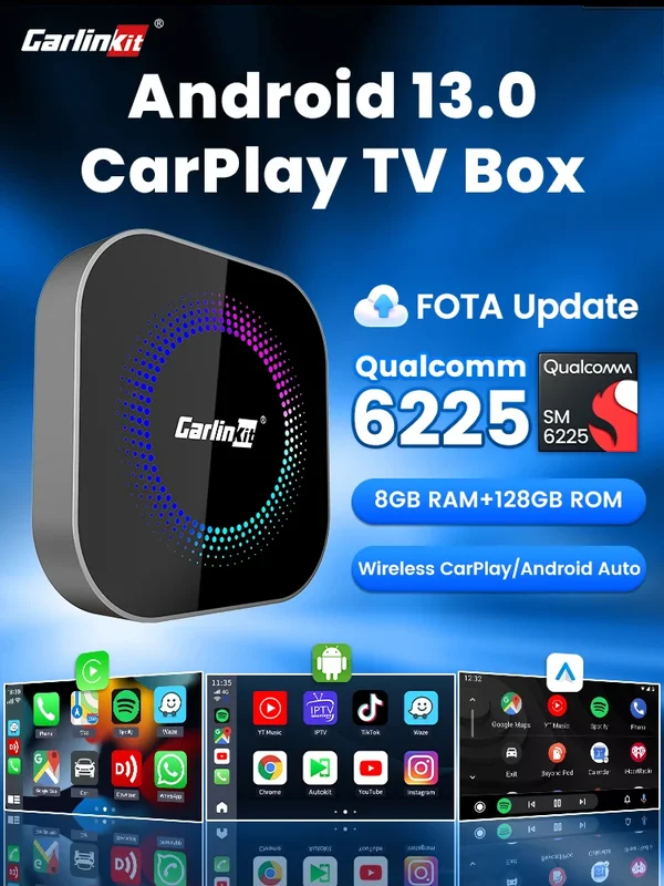 AliExpress - CarlinKit TV Box S2F Android 13 CarPlay Ai Box SM6225 8 Kerne Wireless CarPlay Android Auto Video Streaming Box 4G LTE & WiFi GPS