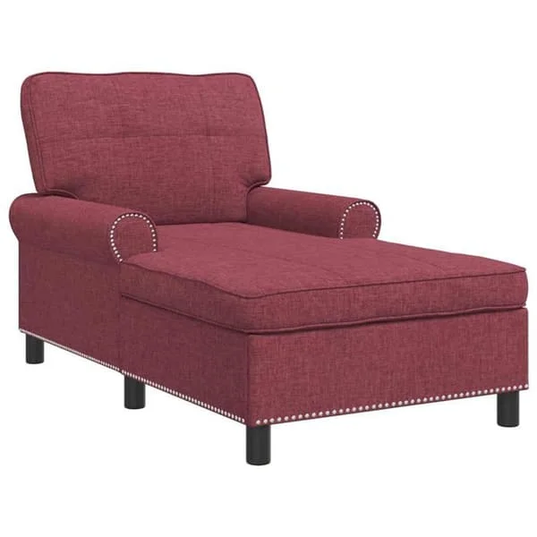 Modern chaise longue - vidaXL - Bordeaux - 91x157x91 cm - Andningsbart tyg - Mjuk armstöd - Avtagbar kudde