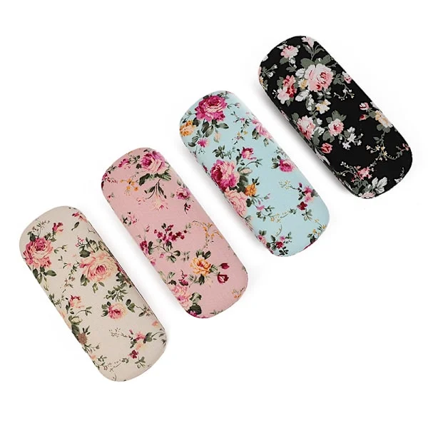 #4 stycken glasögonfodral Hårda glasögonfodral för kvinnor Blommigt tyg Bärbar Retro glasögonfodral 4 blommiga färger#