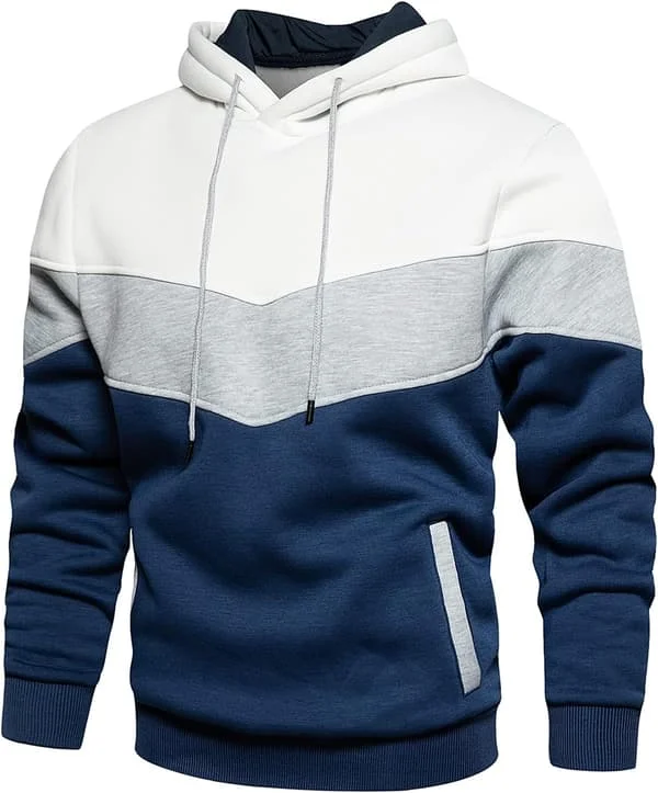 Miesten fleecetakki huppari rento huppari kontrastivärinen toppi kengurutaskulla 90white XL
