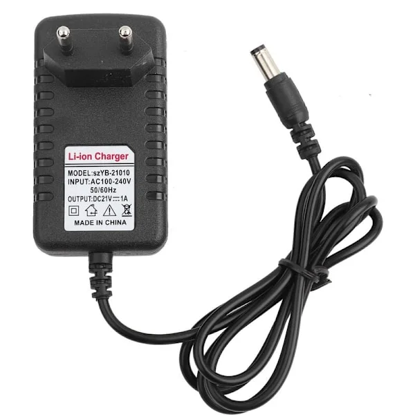 21V/1A Laddningsadapter med tjock koppartråd för Li-ion, Adaptiv litiumbatteriladdare, EU-kontakt, Laddare för elverktyg