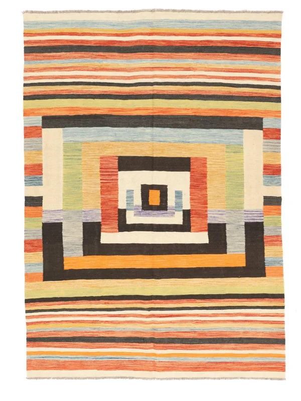 Kilim Moderne Tapis Moderne Orange/Beige (Laine, )