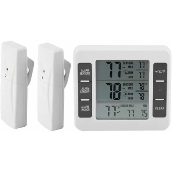 Digital termometer för kylskåp och frys med ljudlarm och trådlös sensor, Min/Max-display..ca