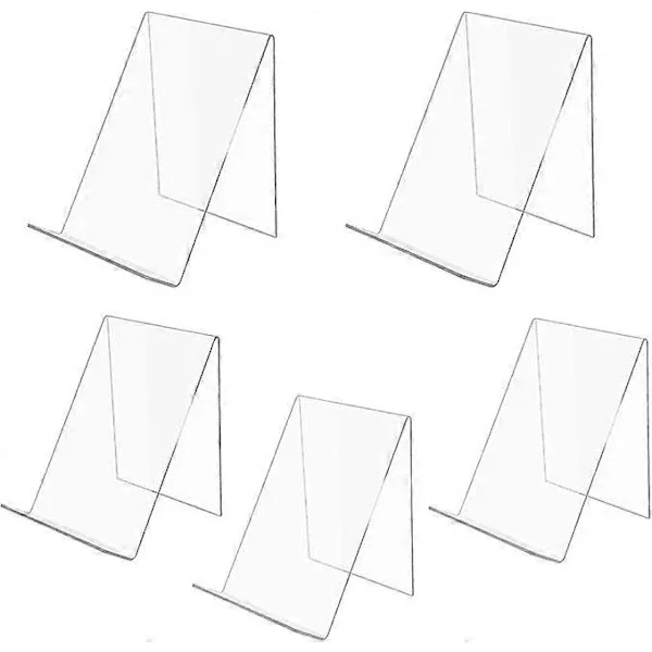 [CA] Paket med 5 akrylbokstöd, bokställ, broschyrställ, bokstöd, akrylställ, 13 x 11,5 x 10 cm, transparent, produktbärare, produktstöd, i-FX-