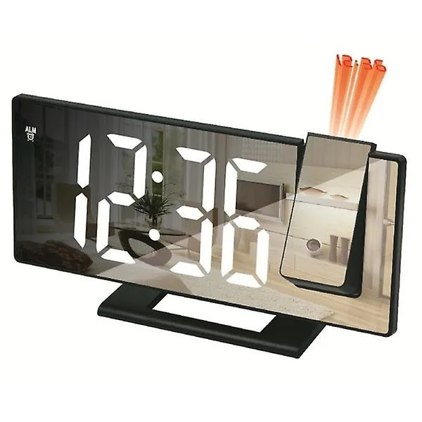 LED digital vekkerklokke Projektor Klokka Projektor Takklokka med Tid Temperatur Display Bakgrunnsbelysning Snooze Klokka for Hjem