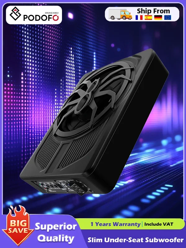 AliExpress - Subwoofer de voiture Podofo ultra fin de 10 pouces, 1000W, subwoofer fin à installer sous le siège, kit amplificateur complet avec câble