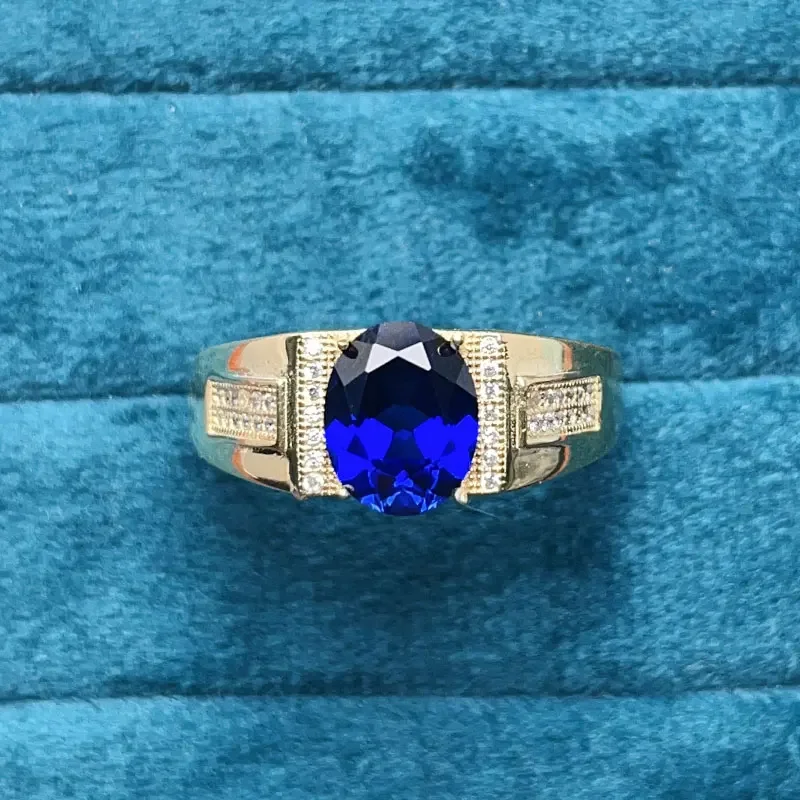 AliExpress - Bague en saphir bleu foncé pour hommes, 8mm x 10mm, bijoux en argent sterling 925, bague classique en argent saphir pour cadeau 