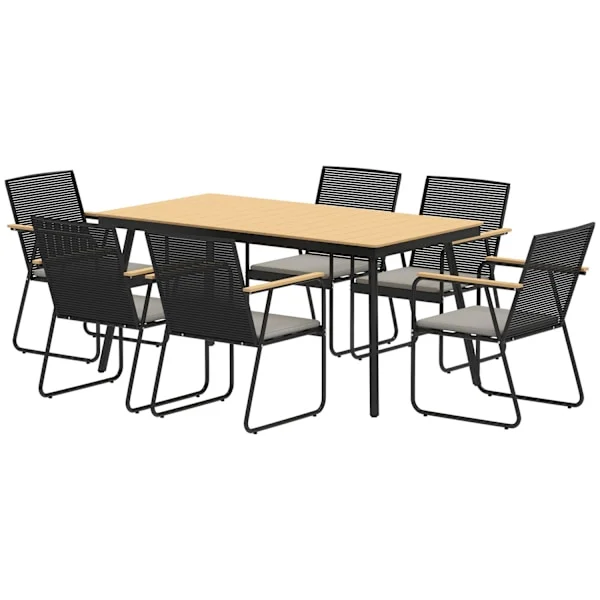 Sittgrupp 7-delad matgrupp i metall för 6 personer Matbord med bord 6 stolar Matsalsgrupp Köksbordsset med metallstomme Balkongmöbler Trädgårdsmöbler