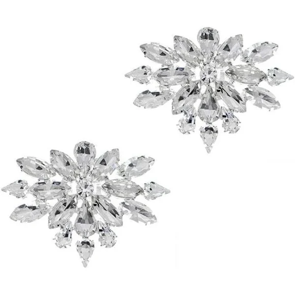 Rhinestone Skospænde Kvinders Skospænde Skinnende Rhinestone Bryllupssko Dekorationer Skonåle Klips til Skodekoration, 1 Par, Sølv