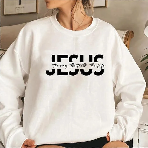 Jesus Vägen Sanningen Livet Sweatshirt Kristen Huvtröja Jesus Gåva Religiösa Tröjor Dam Sweatshirts Kristna Gåvor