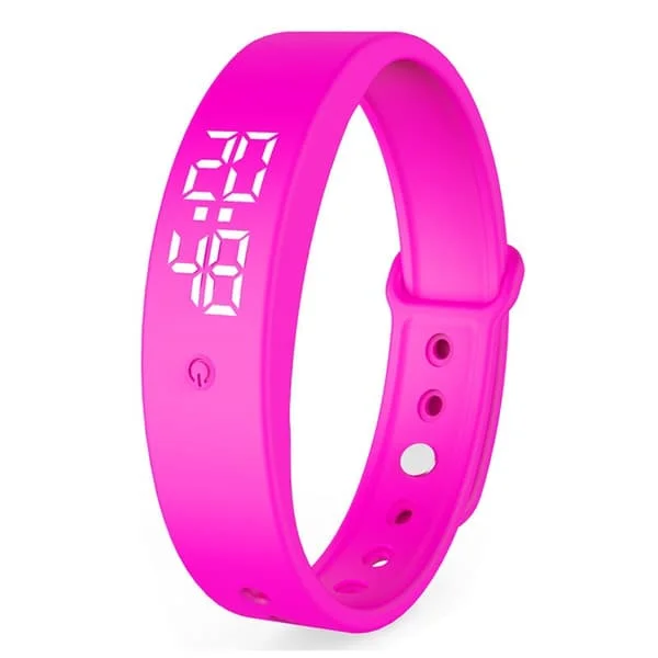 V9 Smart Temperaturmåler Armbåndsur med Vibrasjonsalarm, Stille Påminnelse for Daglig Bruk, Hjemmebruk Magenta