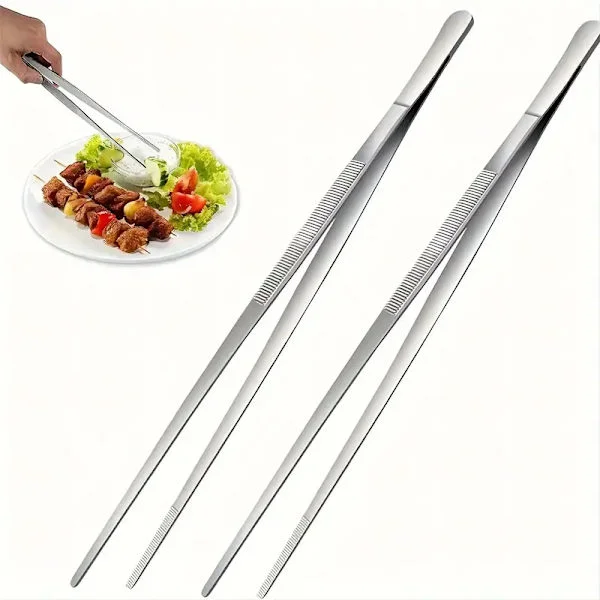 1. st, 25 cm grillpinsett, multifunksjonelle rustfrie matklemmer, matlagingspincett kjøkkenredskaper