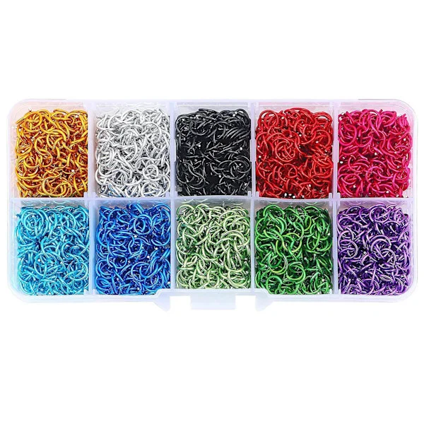 2250 Pieces 10 Colors Jump Rings Open Aluminum Jump Rings 6mm Rings Connectors for DIY Craft Earrings Necklace Making