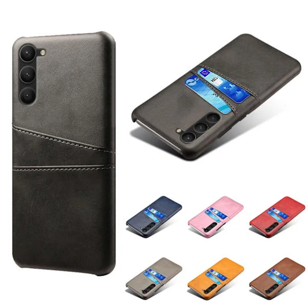 Card holder Samsung S23 case mobile phone case hole charger headphones - Dark brown