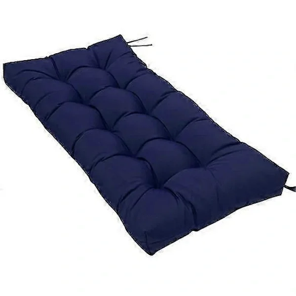 90x50CM Utendørs Benkpute Bomull Høy Elastisk Sklisikker Rektangel Ensfarget Myk Tykkere Loungestol Hage Uteplass Møbler Sittepute Beskyttelse blå blu