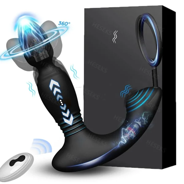 Manlig Stötande Prostatamassager Trådlös Fjärrkontroll Analkontakt Dildo Butt Plug Teleskopisk Kukring Sexleksaker för Män