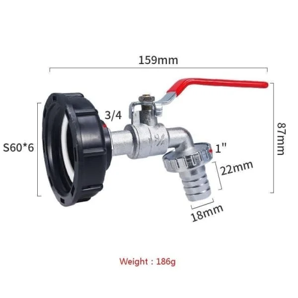 IBC-tankadapter IBC-koppling IBC-anslutning IBC-tankadapter - 3/4 legering