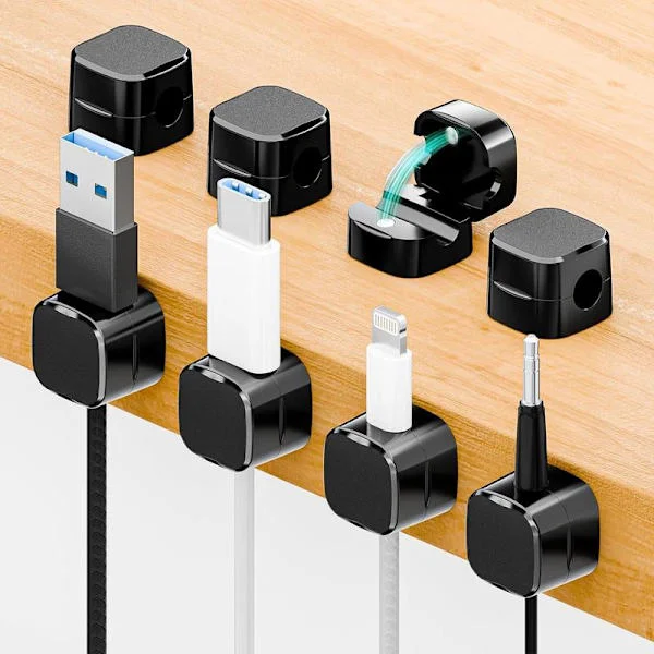 Cable Clips, 8 Pcs Magnetic Cable Organizer with Adhesive, Cable Management Clips, for USB Charging Cable