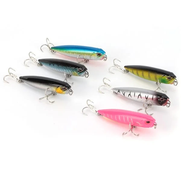 Topwater Pencil Fiskelokkemad Flydende kunstig pen Hard Bait Fish Wobblers 3D Øjne