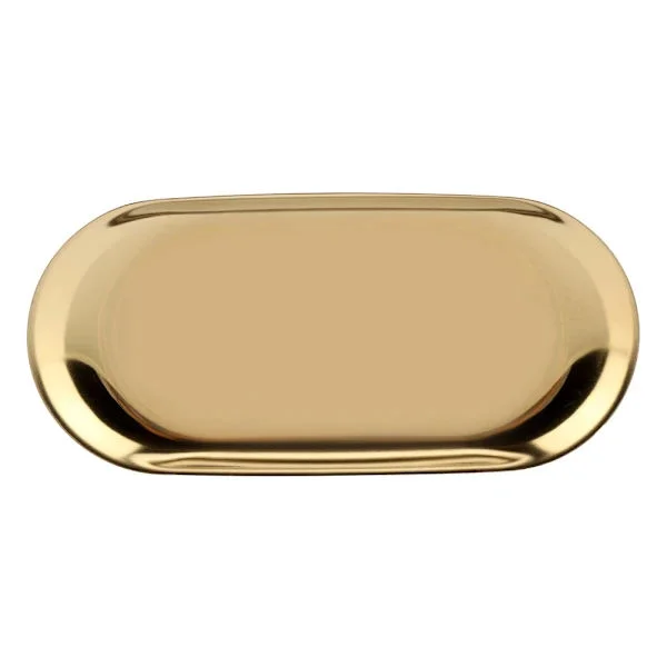 Förvaringsbricka i nordisk stil i rostfritt stål för kosmetika, smycken, tårtfat för kontorsbord (Golden S)