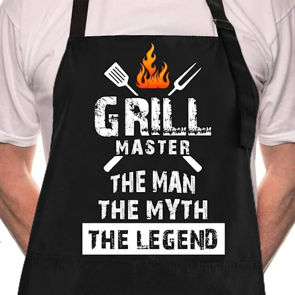 Sjove sorte grillforklæder til mænd, Grill Master justerbare køkkenforklæder med lomme, vandtætte, olieafvisende, fars dag/fødselsdag